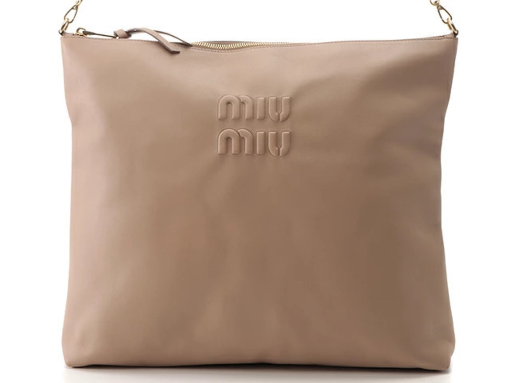 Miu Miu Leather Shoulder Bag Beige Cream Pink